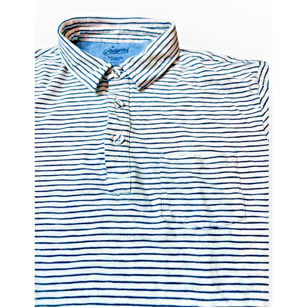 Grayers‎ Malaga Cove Stripe Polo Men's Navy White Stripe Sz L Stitch Fit